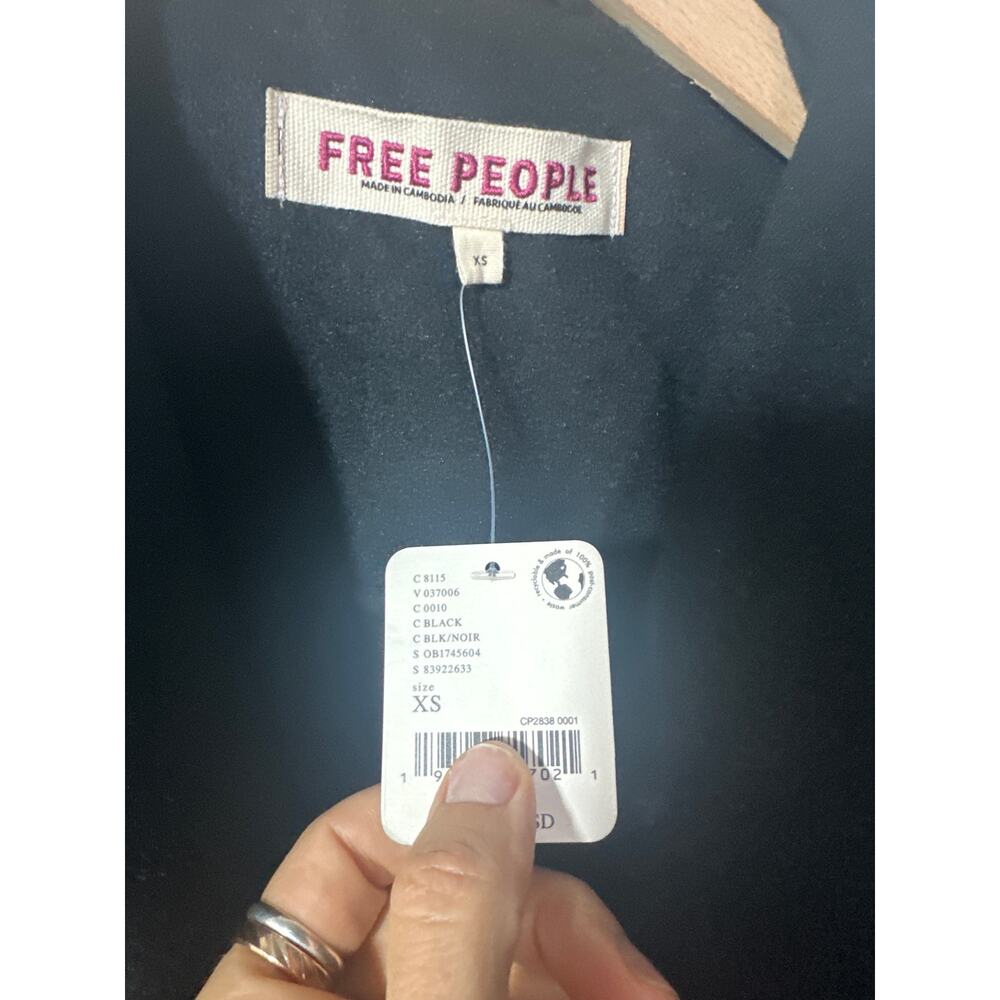 Free People Black Wrap Belted Wool-Blend Coat - Picture 7 of 9